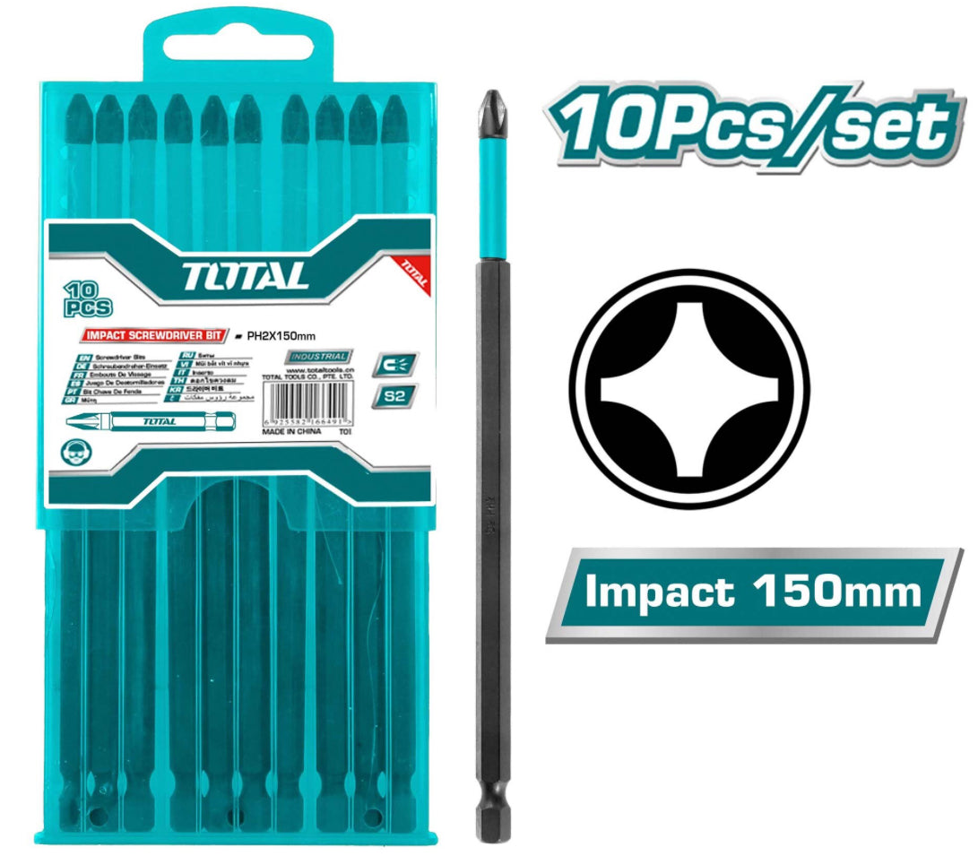 طقم سن مفك ١٠ قطع ٢*١٥٠ مم